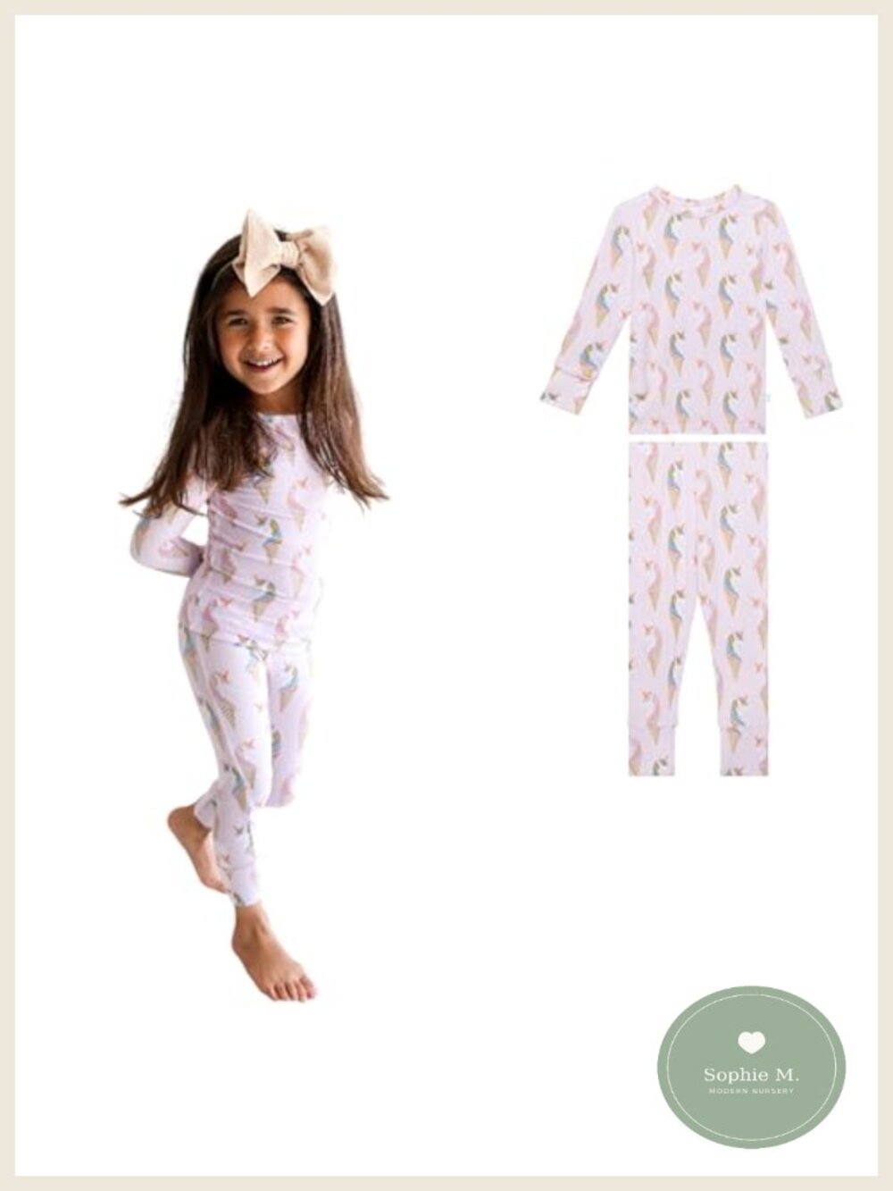 Viscose Bamboo 2-Piece Girls Pajama Set Long Sleeve Toddler Pajamas